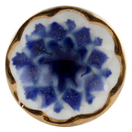 Navy Blue Cut Ceramic Cabinet Knob in Silver Fitting